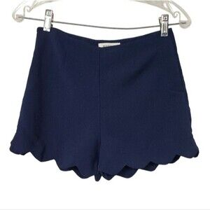 Monteau Blue Scalloped Side Zip Shorts XS